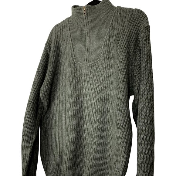 2/$25 - HAGGAR Gray Knit Chunky Collar Zip Sweater - Picture 2 of 5